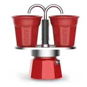 Bialetti Kávovar "Mini Express" červený na 2 šálky s 2 pohárikmi