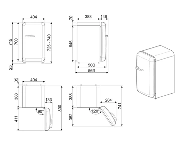 SMEG Chladnička Minibar FAB5RRD3 červená