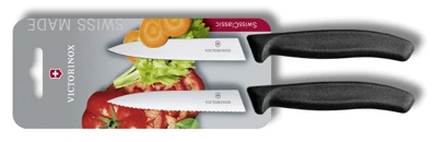 Victorinox Swiss Classic Súprava nožov s hladkou i zúbkovanou čepeľou 2-dielna čierna