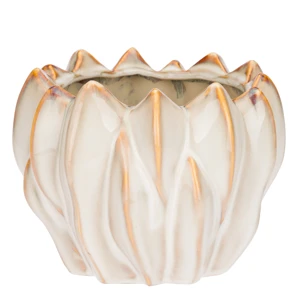 Brassica Dekoratívny kvetináč Ø19×15 cm – Kamenina, sada 2 ks, krémová