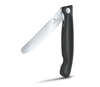 Victorinox Skladací nôž na ovocie a zeleninu – zúbkovaná čepeľ - čierny