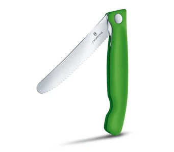 Victorinox Skladací nôž na ovocie a zeleninu – zúbkovaná čepeľ - zelený