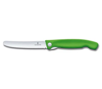 Victorinox Skladací nôž na ovocie a zeleninu – zúbkovaná čepeľ - zelený