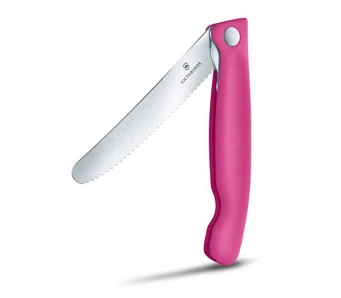Victorinox Skladací nôž na ovocie a zeleninu – zúbkovaná čepeľ - ružový