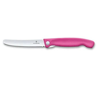 Victorinox Skladací nôž na ovocie a zeleninu – zúbkovaná čepeľ - ružový
