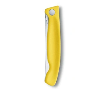 Victorinox Skladací nôž na ovocie a zeleninu – zúbkovaná čepeľ - žltý