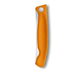 Victorinox Skladací nôž na ovocie a zeleninu – zúbkovaná čepeľ - oranžový