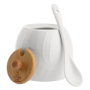 Cukornička porcelánová s lyžičkou a dreveným vrchnákom 250ml, Intavola 