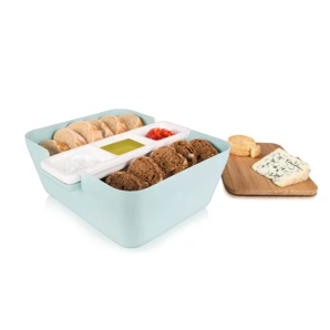 Tomorrow's Kitchen 27107603 Súprava na chlieb/čipsy a omáčky „Bread & Dip“ – bledomodrá