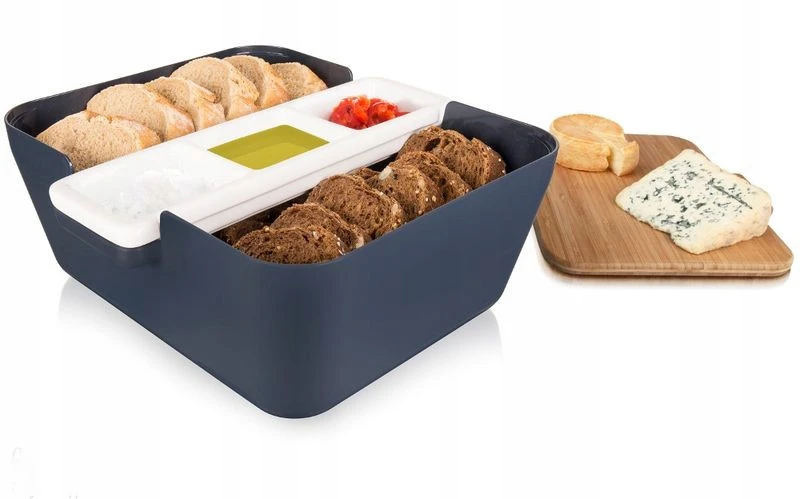Tomorrow's Kitchen 27104603 Súprava na chlieb/čipsy a omáčky „Bread & Dip“ – modrá
