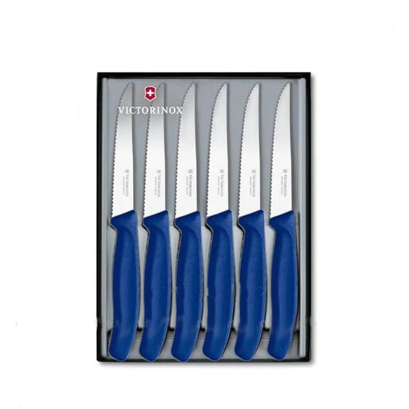 Victorinox Súprava nožov na steak 6-dielna modrá - darčekové balenie