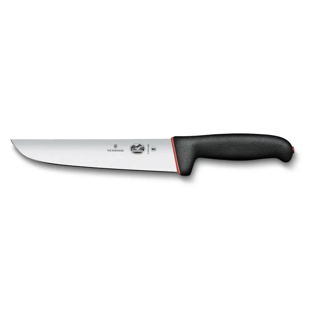 Victorinox Fibrox Dual Grip 5.5203.20D Mäsiarsky nôž 20 cm - rovný, čierna/červená