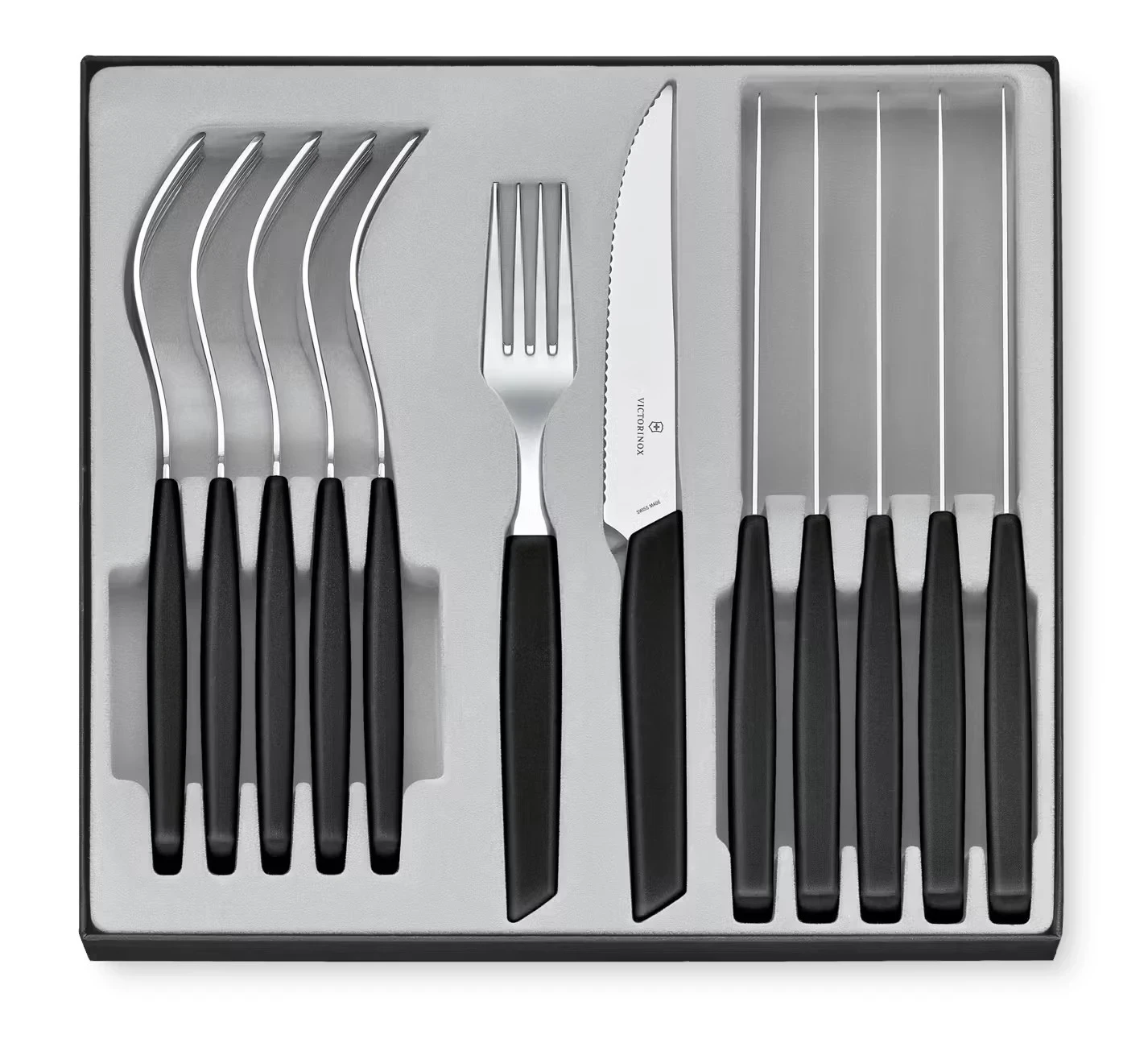Victorinox Swiss Modern Príborová sada so steakovými nožmi - 12 ks - čierna
