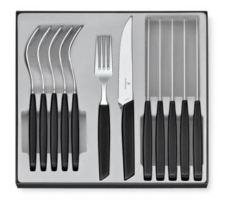 Victorinox Swiss Modern Príborová sada so steakovými nožmi - 12 ks - čierna