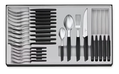 Victorinox Swiss Modern Príborová sada so steakovými nožmi - 24 ks - čierna
