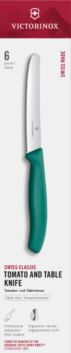 Victorinox Classic 6.7834.6C1 Súprava paradajkových nožov 6-dielna zelená 11cm